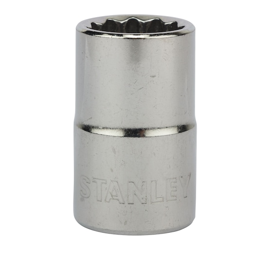 STANLEY 1-88-788 chrome socket, front angle, photography of hand tool accessory on white background.