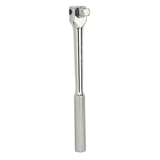 STANLEY 4-86-405 chrome breaker bar tool with knurled handle, photographed from front on white background.