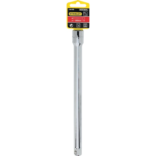 Photo of STANLEY 4-86-408 chrome extension bar, 250mm length, socket accessory, front view on white background.