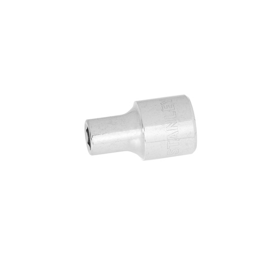 STANLEY 4-86-441 chrome socket adapter, side angle on white background, hand tool accessory.