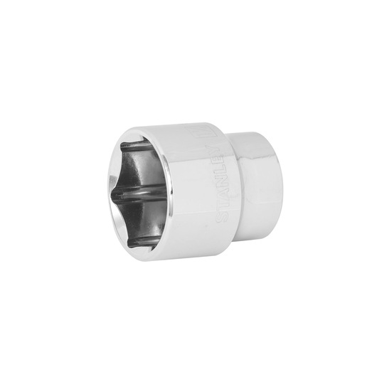 STANLEY 4-88-776 chrome socket, hexagonal design, hand tool, front angle on white background.