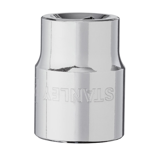 STANLEY 4-88-794 chrome socket, cylindrical hand tool accessory, front view on white background.