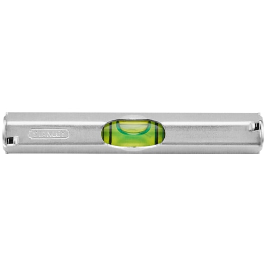 STANLEY 42-287 aluminum line level with green vial, front angle on white background.
