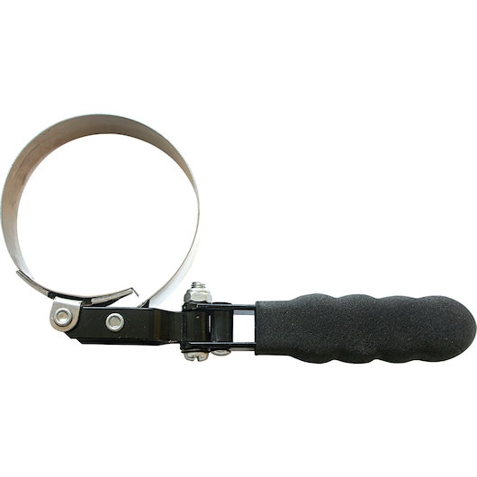 STANLEY 78-228 oil filter wrench with a black textured handle, side angle, on white background.