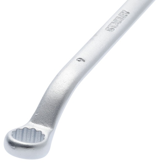 STANLEY 86-127 silver tire lever tool, close-up on textured tip, product photography on white background.