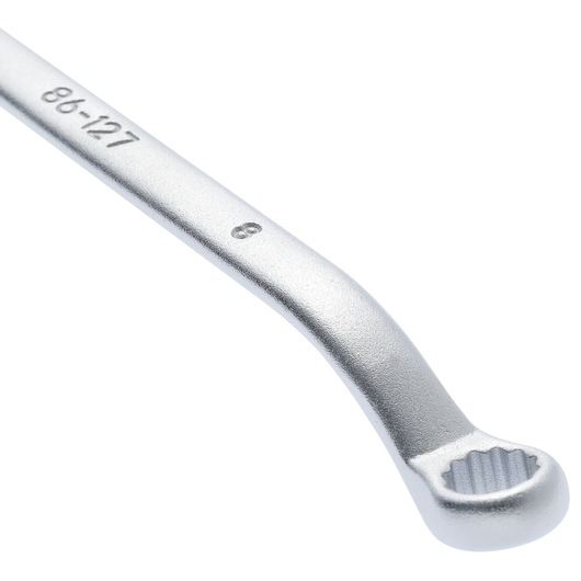 STANLEY 86-127 box end wrench, silver finish, close-up angled on white background.