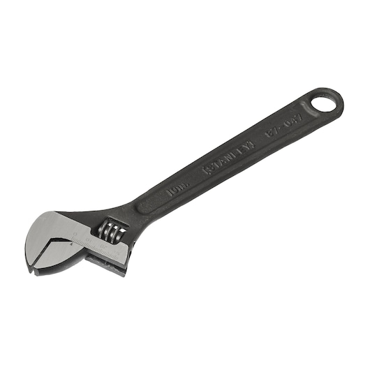 ADJUSTABLE WRENCH ON WHITE BACKGROUND SIDE VIEW 
