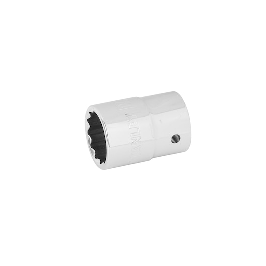 STANLEY 89-666 chrome socket, twelve-point design, hand tool, side angle on white background.