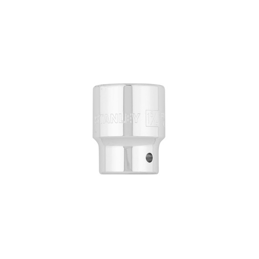 Stanley 89-670 chrome socket, front angle on white background, hand tool photography.