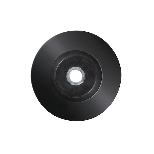 STANLEY STGP1318K black circular grinder accessory top view on white background.