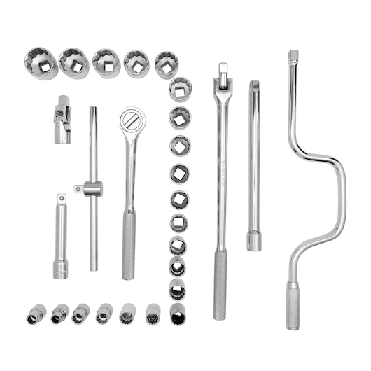 STANLEY 1/2" ROUND HEAD RATCHET SET 28 PCS"
